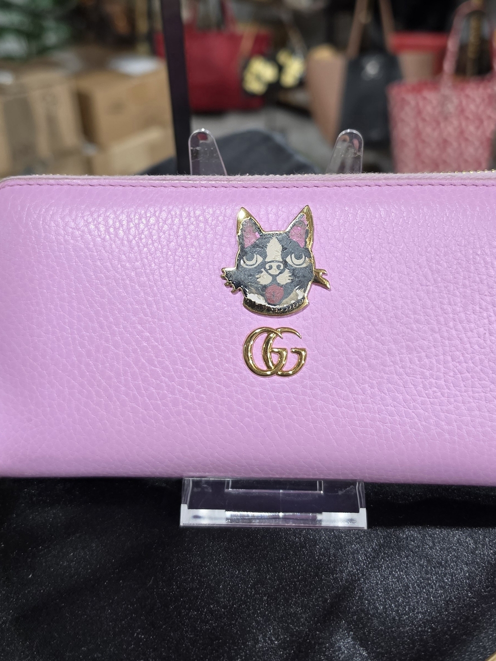 Gucci GG Marmont Bosco Pink Leather Zip Wallet NWOT